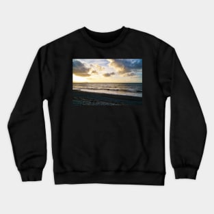 Sunset Beach View With Cloudy Sky & Ocean Crewneck Sweatshirt